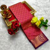 3D Embossed Butta Soft Silk Saree with Rich Peacock Zari Border - PTS020