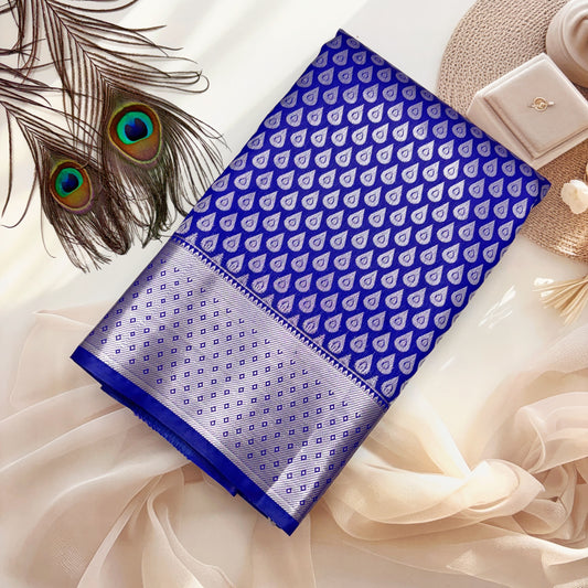 Kalai Blue Silk Saree with Silver Zari