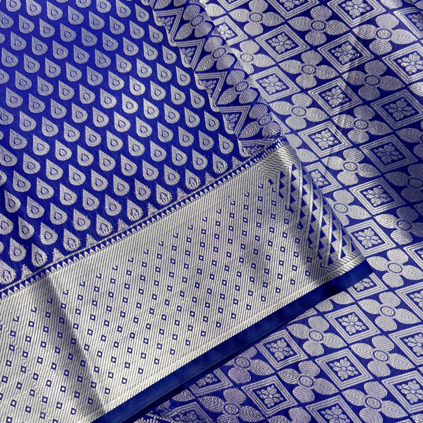 Kalai Blue Silk Saree with Silver Zari