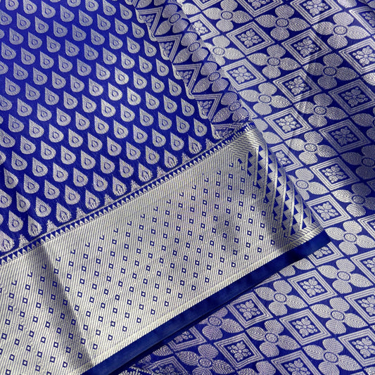 Kalai Blue Silk Saree with Silver Zari