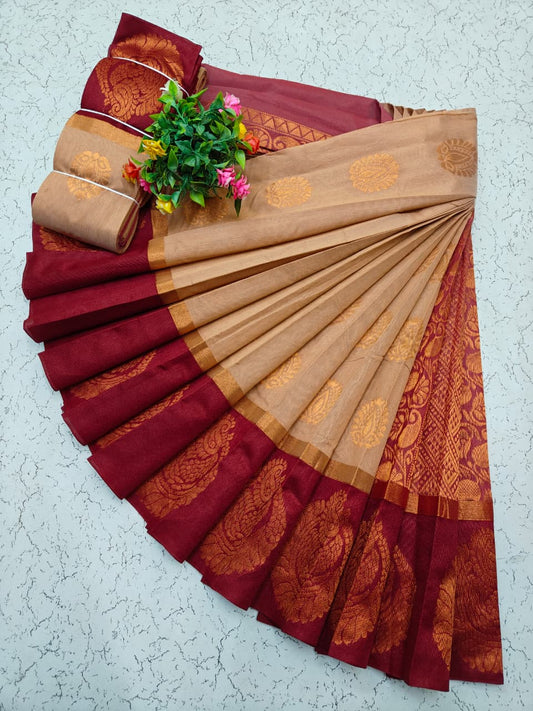 Kalai Tex Kottanj Border Silk Cotton Saree (KS010)