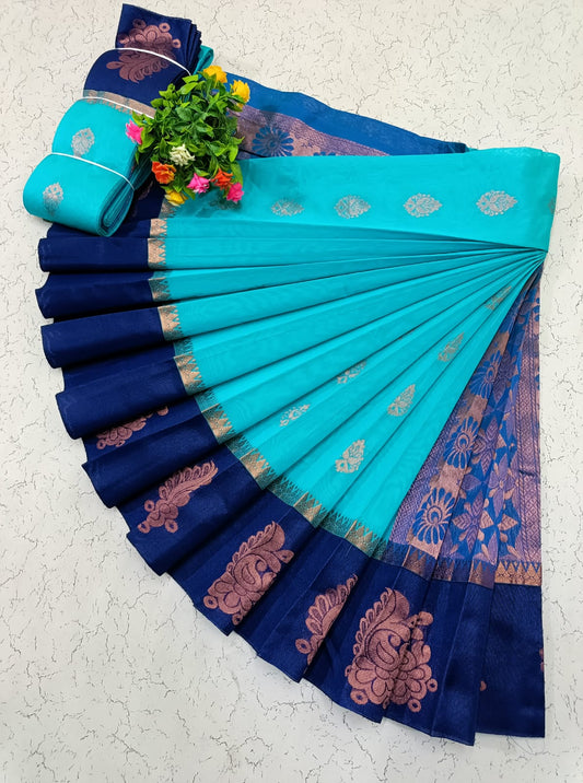 Kalai Tex Kottanj Border Silk Cotton Saree (KS018)