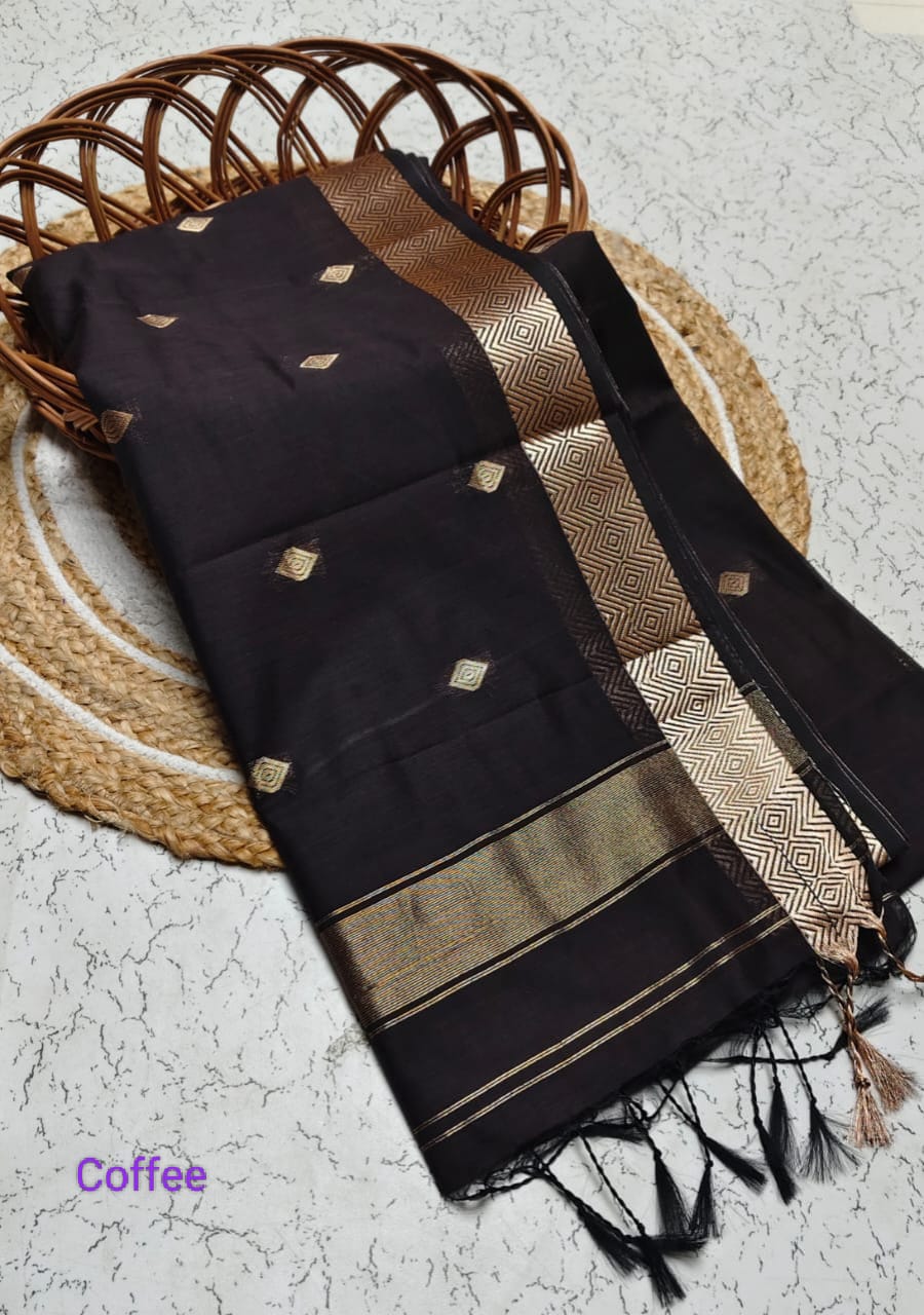 Diamond Pattern Silk Cotton Saree - ND10