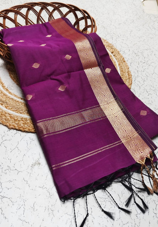Diamond Pattern Silk Cotton Saree - ND11
