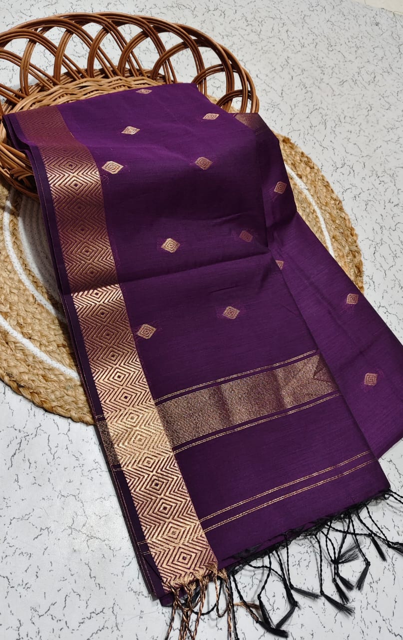 Diamond Pattern Silk Cotton Saree - ND13