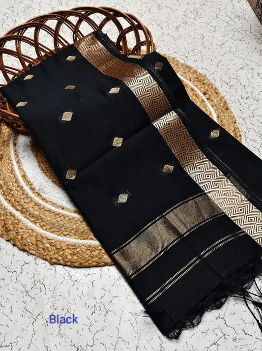 Diamond Pattern Silk Cotton Saree - ND14