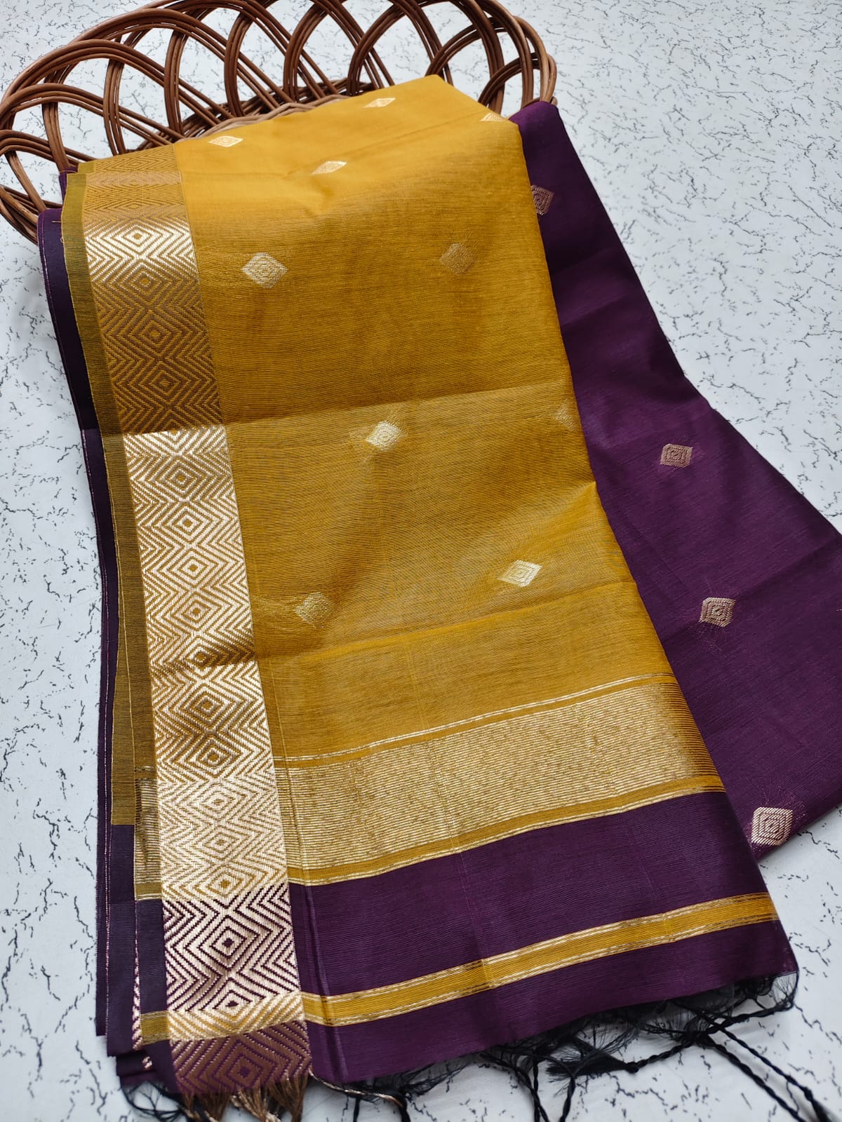 Diamond Pattern Silk Cotton Saree - ND18