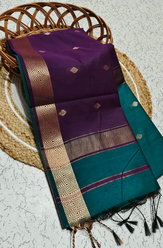 Diamond Pattern Silk Cotton Saree - ND20
