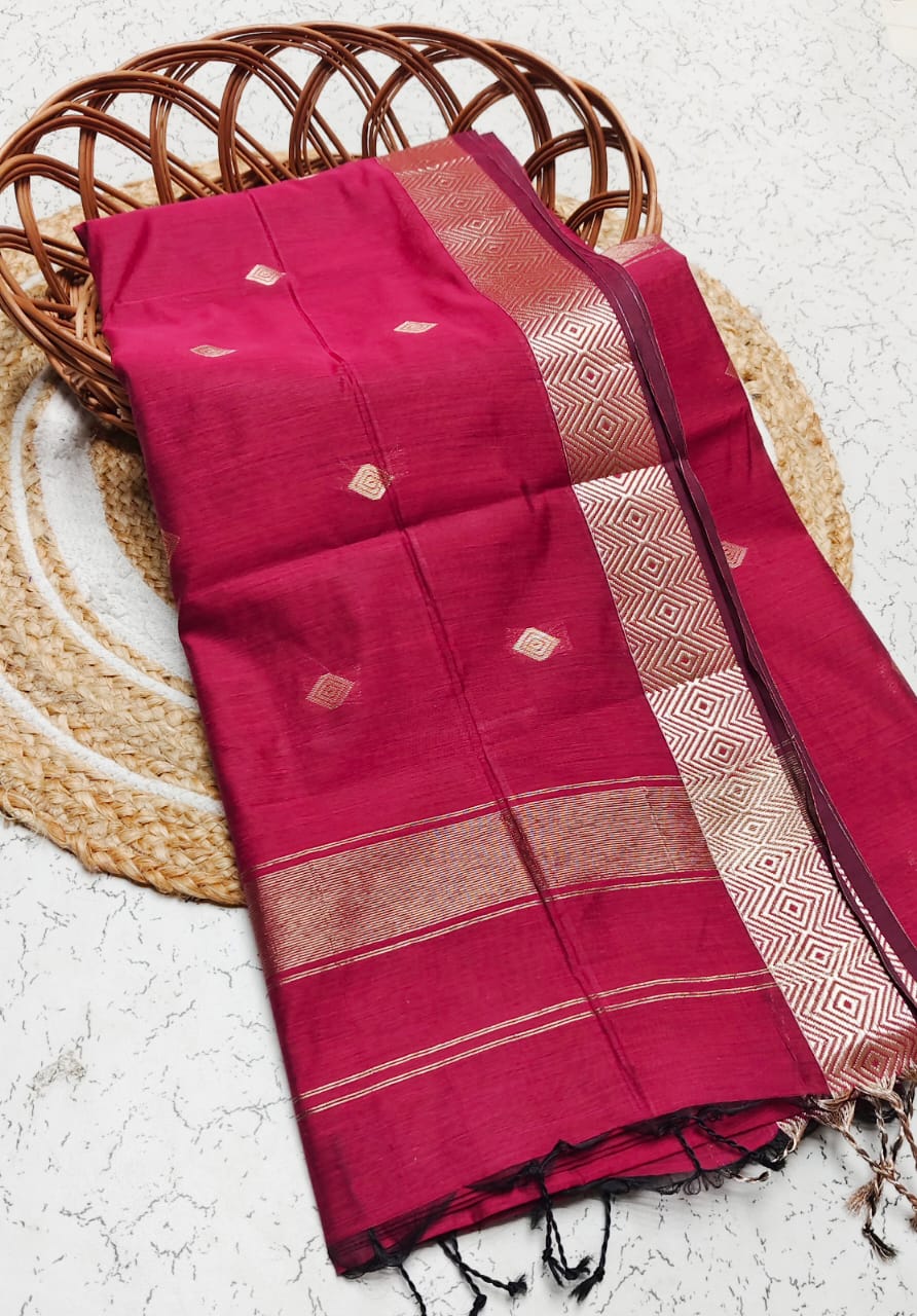 Diamond Pattern Silk Cotton Saree - ND08