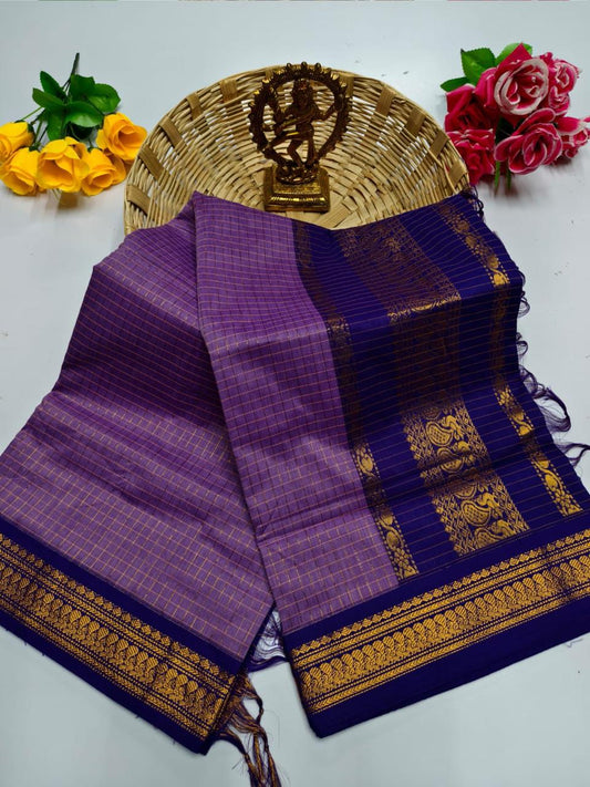 Kalai Tex Checked Kalyani Cotton Saree KC023