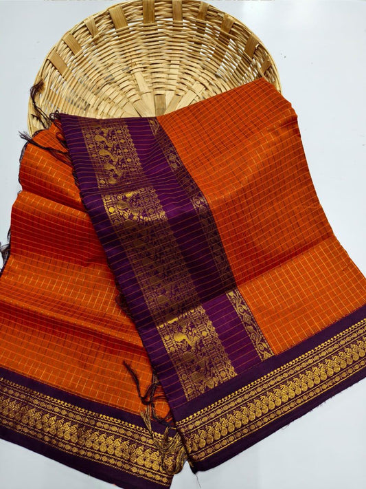 Kalai Tex Checked Kalyani Cotton Saree KC016