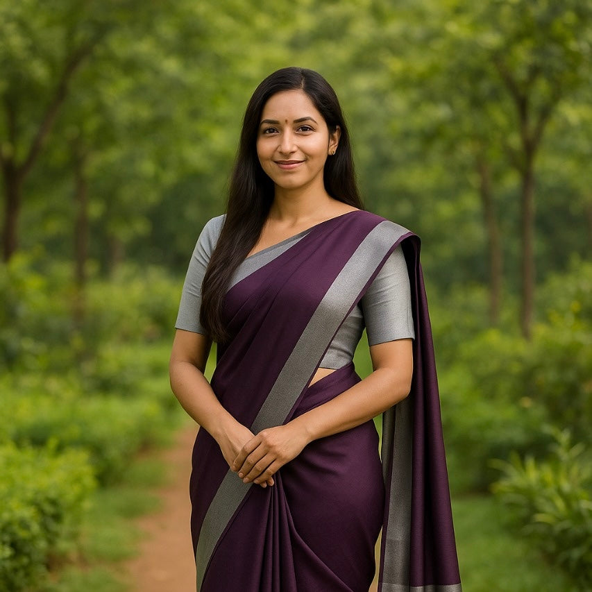 SILVER BORDER SILK SAREE