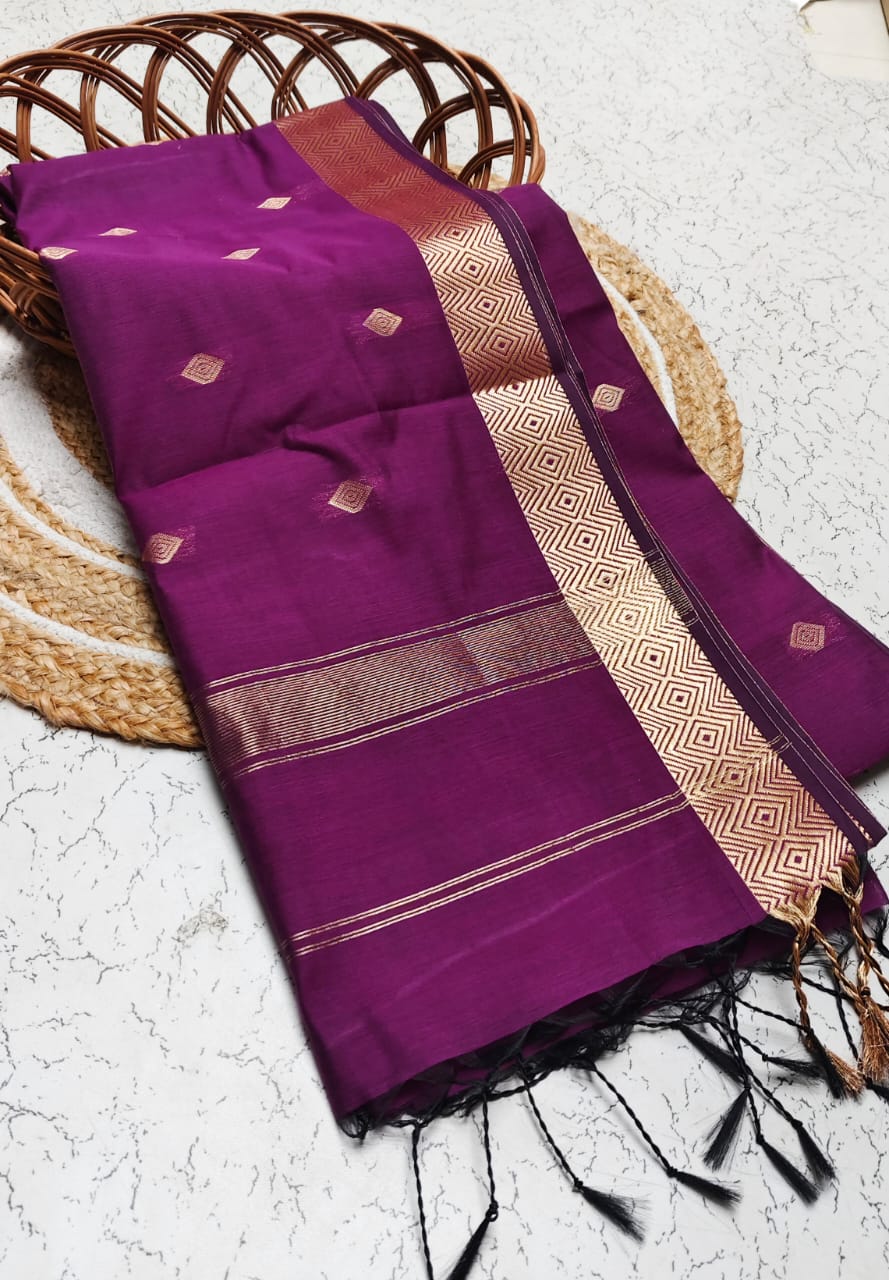 Diamond Pattern Silk Cotton Saree -  ND11