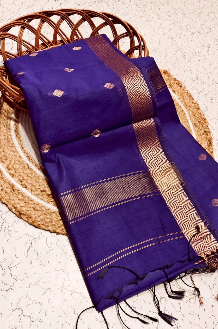 Diamond Pattern Silk Cotton Saree -  ND12