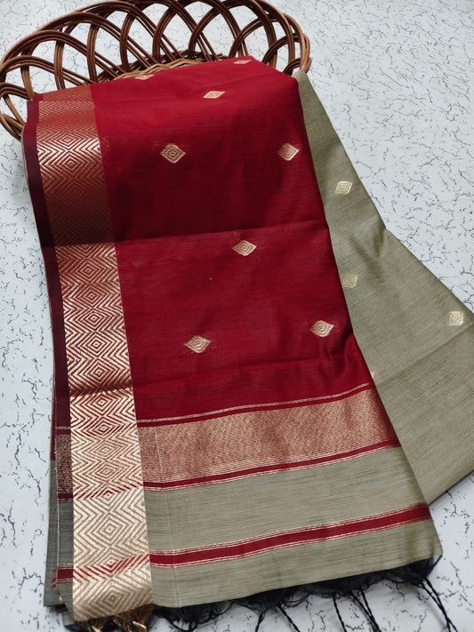 Diamond Pattern Silk Cotton Saree -  ND09