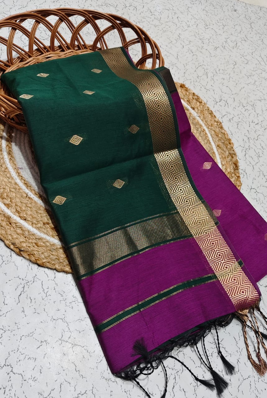 Diamond Pattern Silk Cotton Saree -  ND04