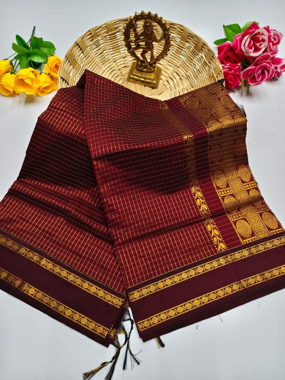 Kalai Tex Checked Kalyani Cotton Saree KC018